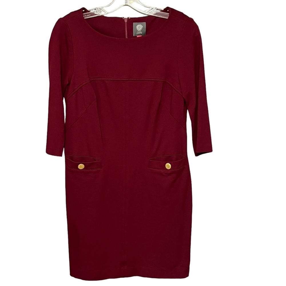 Vince Camuto Burgundy Quarter Sleeve Dress Women’s Size 6